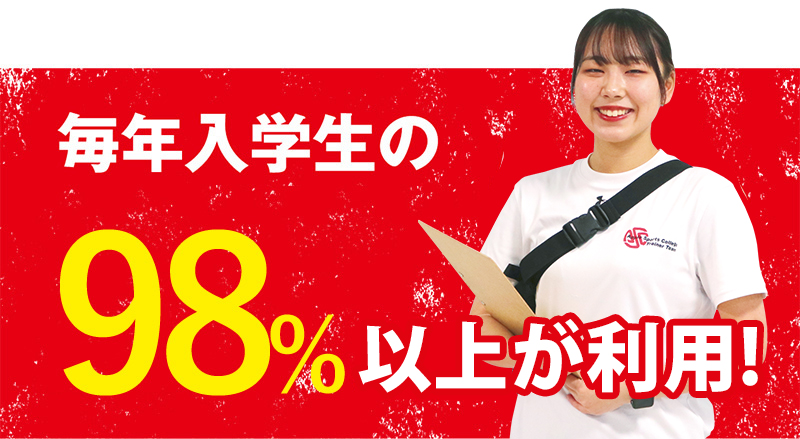 毎年入学制の98%以上が利用!